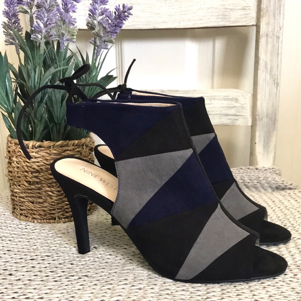Nine West Color Block Peep Toe Booties